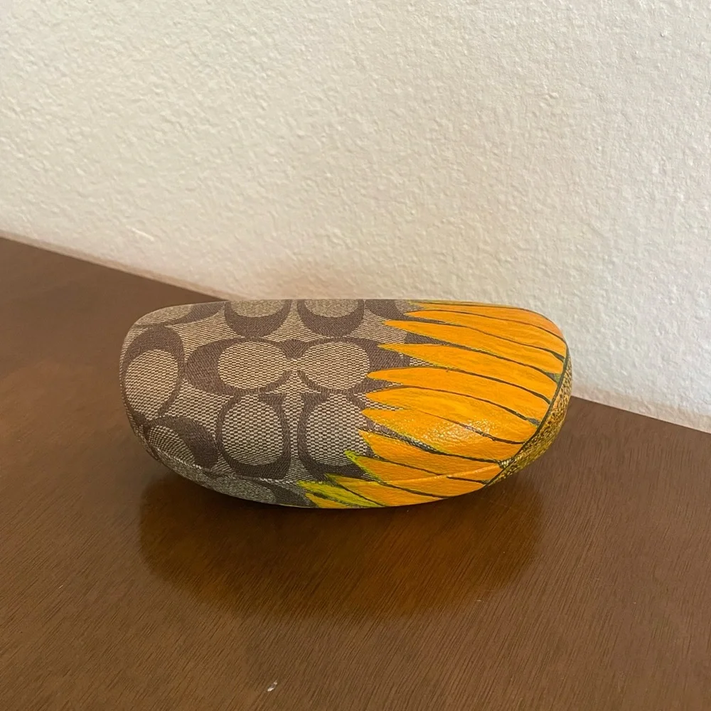 Coach Glasses Case with Hand Painted Sunflower - Picture 2 of 4
